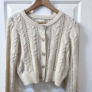 NWT Freshman 1996 Floral Embroidered Button Cardigan Size Medium